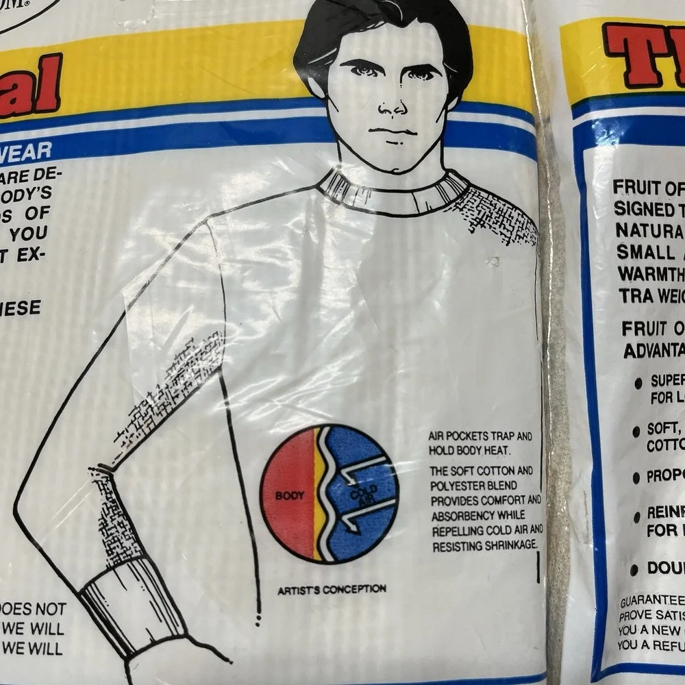 Vintage Fruit Of The Loom Thermal Underwear Set XL Long Sleeve Pants NOS 1983